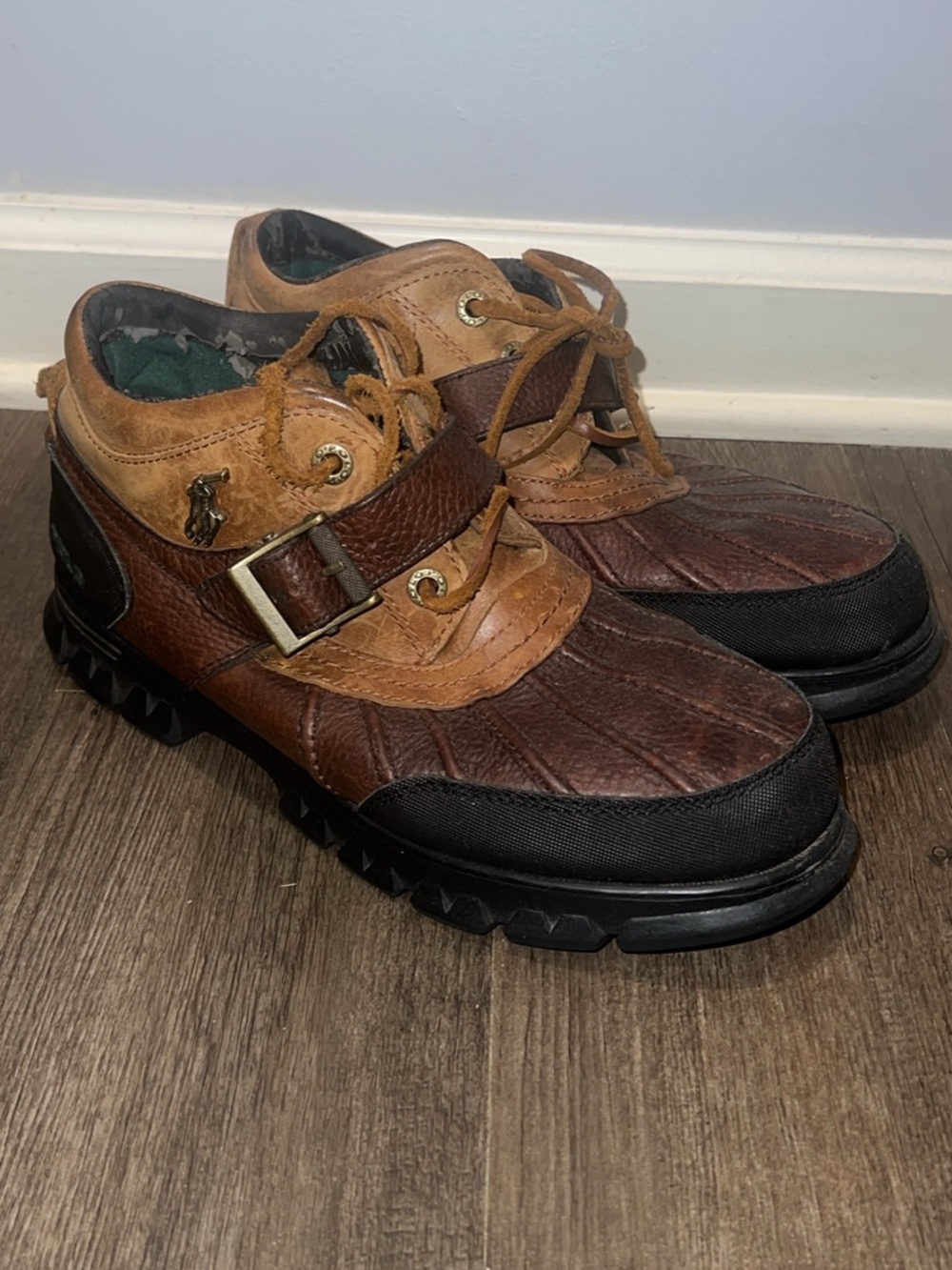 Men's plo Ralph Lauren Brown Two-Tone Leather Outdoor Shoes